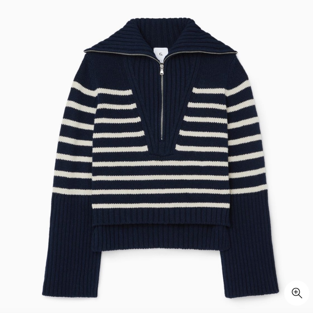G. LABEL BY GOOP Shand Half-Zip Striped Sweater
